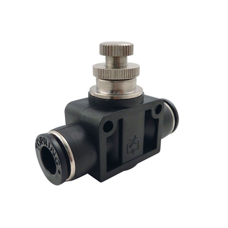 MAXFIT polymer push-to-connect straight flow control valve 1/4 tube (union, for cylinder outlet)