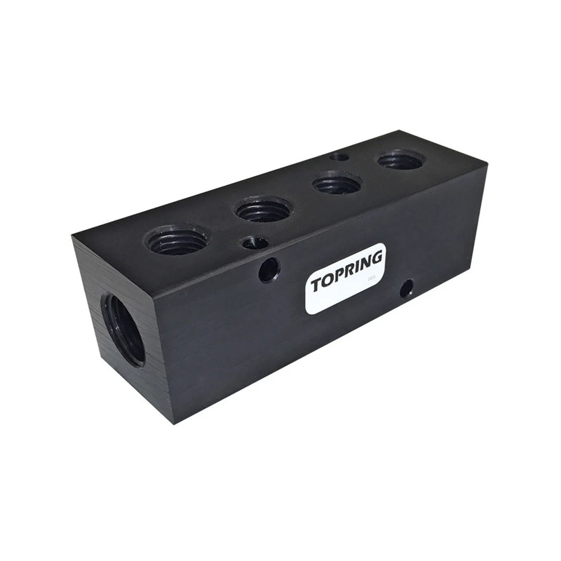 Aluminum manifold 3/8 F-NPT with (4) 1/4 F-NPT outlets
