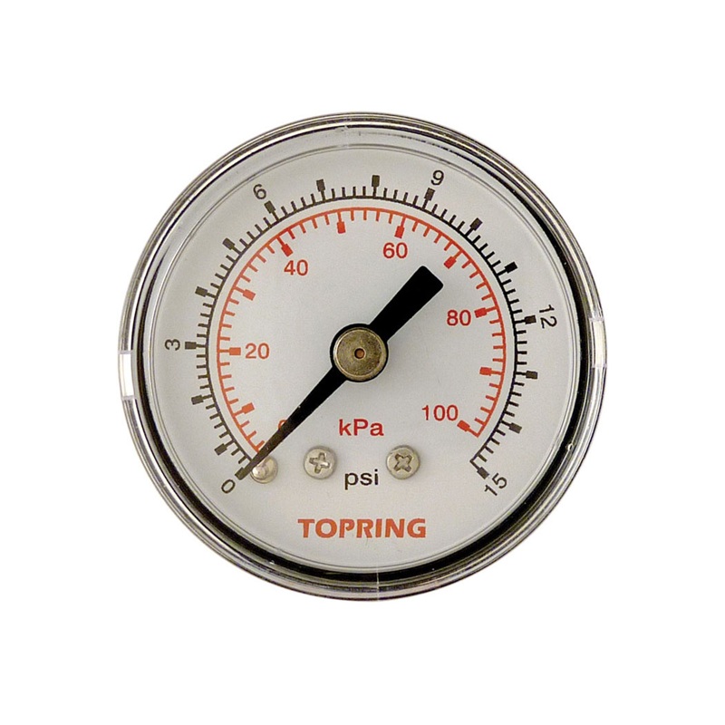 Steel dry pressure gauge 0 to 15 PSI 1-1/2 in X 1/8 M-NPT center back mount