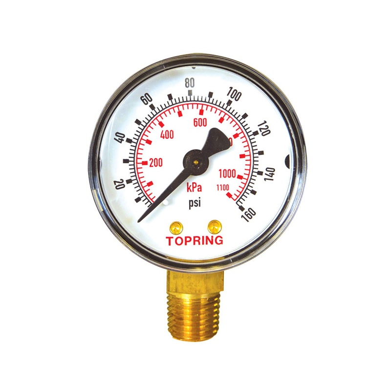 Steel dry pressure gauge 0 to 160 PSI 2-1/2 in X 1/4 M-NPT base mount
