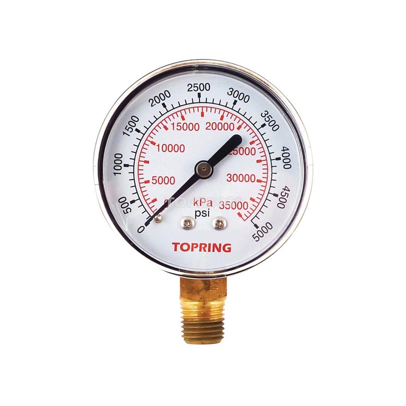 Steel dry pressure gauge 0 to 5000 PSI 2-1/2 in X 1/4 M-NPT base mount