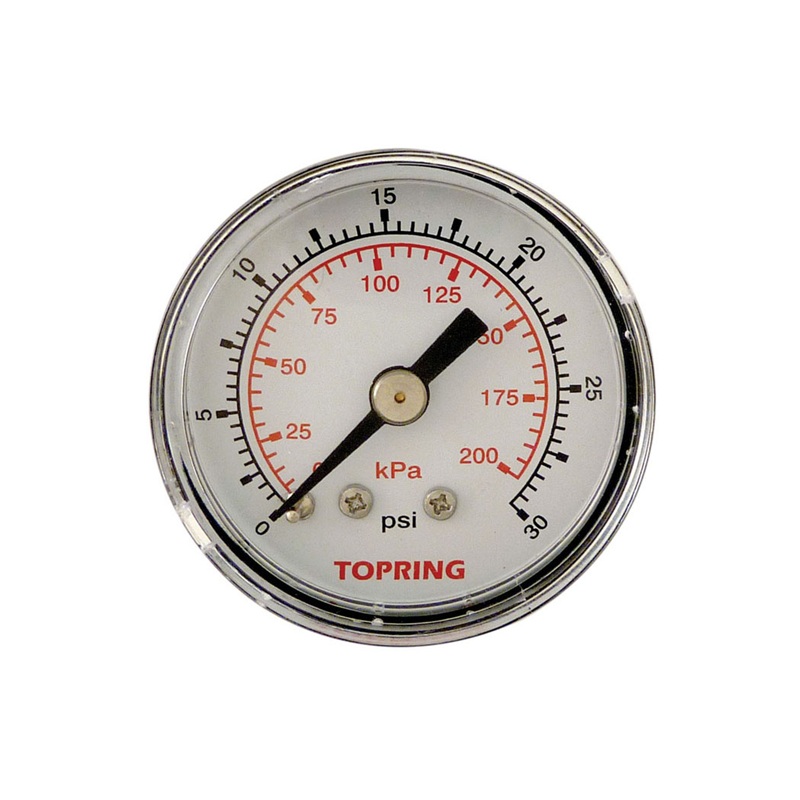 Steel dry pressure gauge 0 to 30 PSI 2 in X 1/8 M-NPT center back mount
