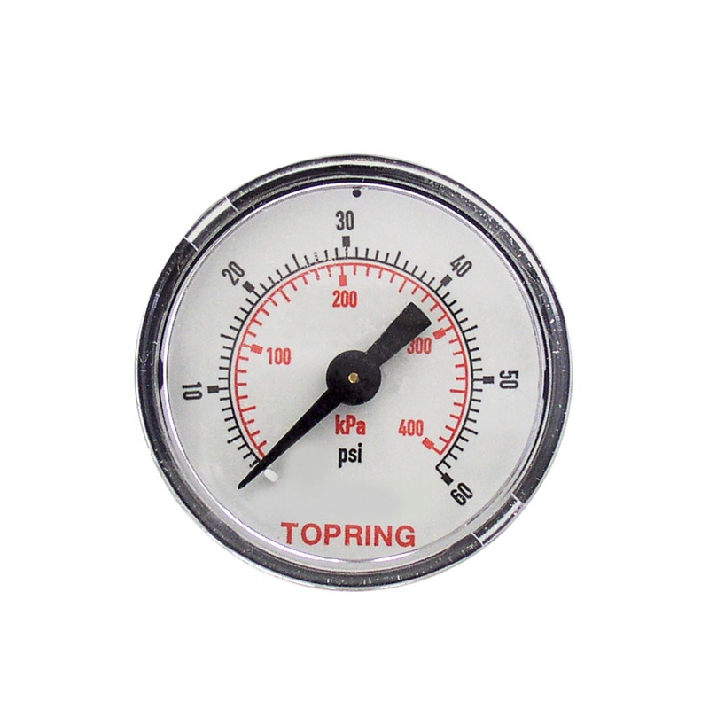 Steel dry pressure gauge 0 to 60 PSI 2 in X 1/8 M-NPT center back mount