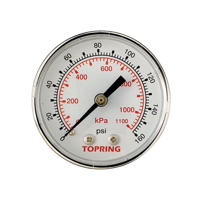 Steel dry pressure gauge 0 to 160 PSI 2 in X 1/4 M-NPT center back mount
