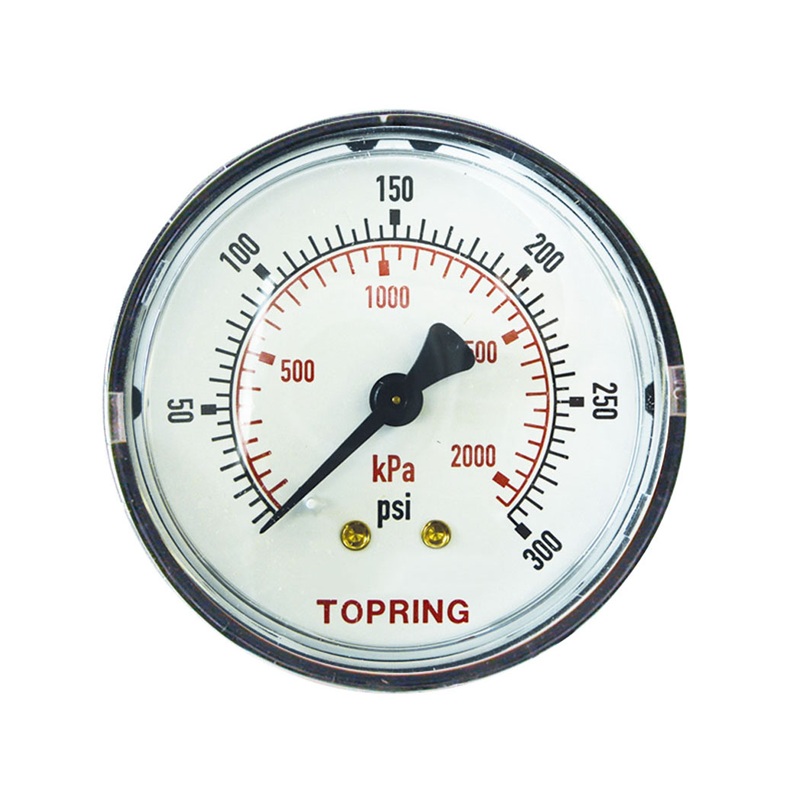 Steel dry pressure gauge 0 to 300 PSI 2 in X 1/4 M-NPT center back mount
