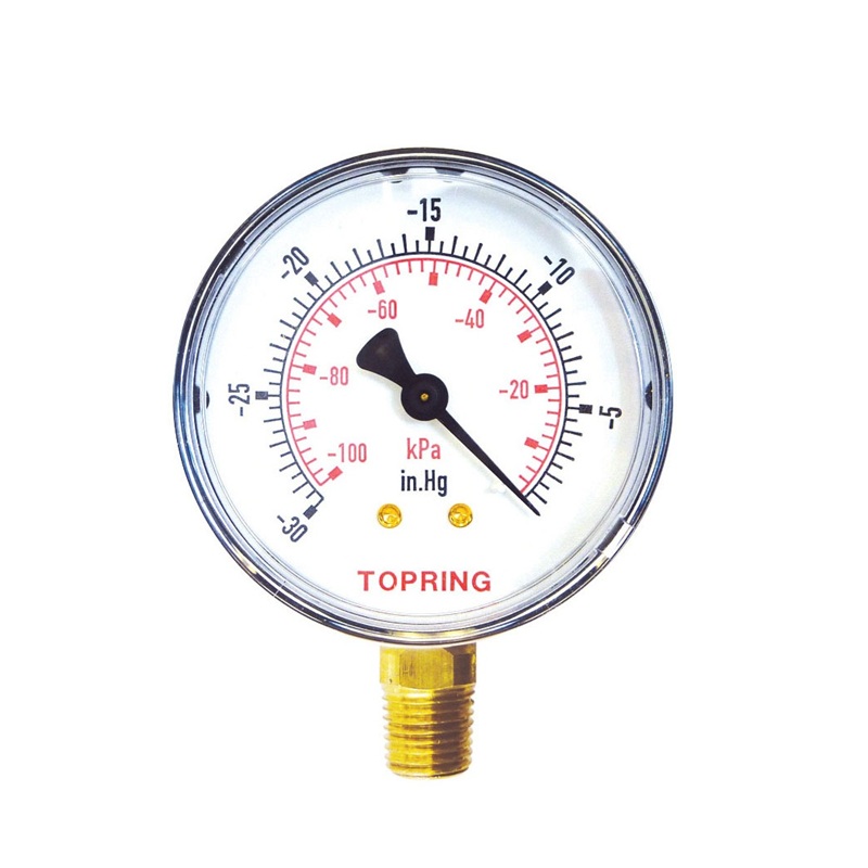Steel dry pressure gauge 30 Hg VAC 4 in X 1/4 M-NPT base mount