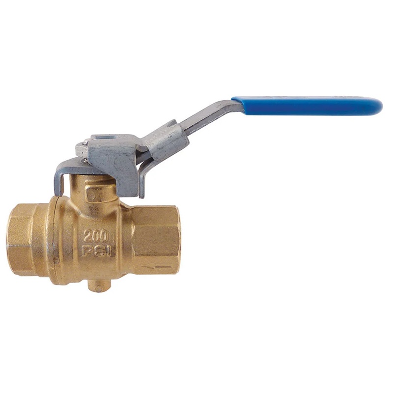 Brass ball valve 1/4 F-NPT with locking handle and safety exhaust