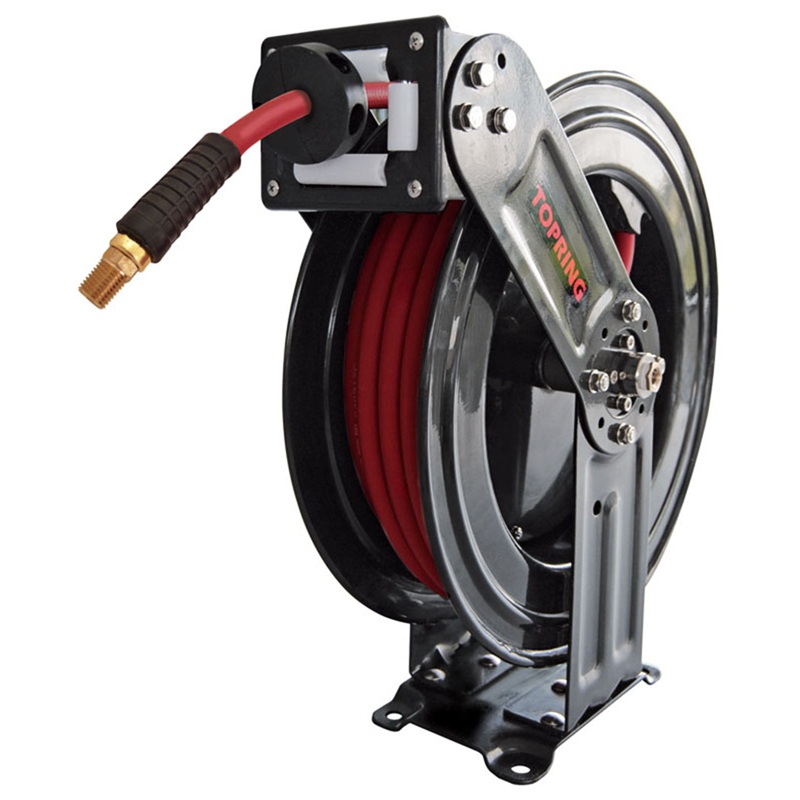 TOPREEL HD hose reel with 3/8 in ID X 50 ft FLEXHYBRID polymer hose