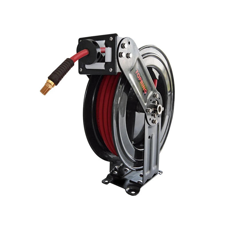 TOPREEL HD hose reel with 3/8 in ID X 50 ft AIRFLEX PREMIUM rubber hose
