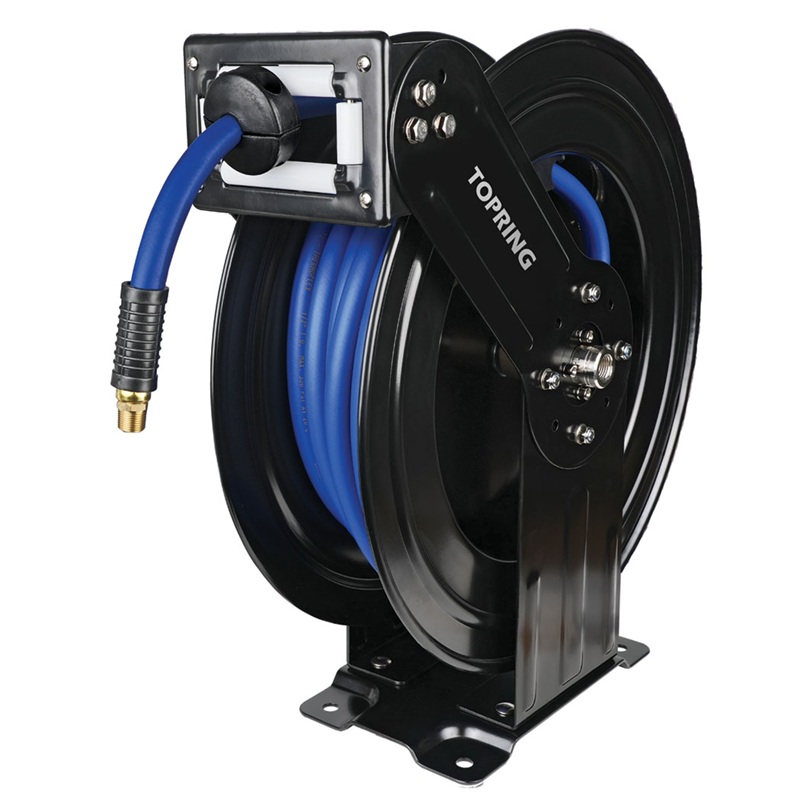 TOPREEL HD hose reel with 3/8 in ID X 50 ft THERMOFLEX polymer hose