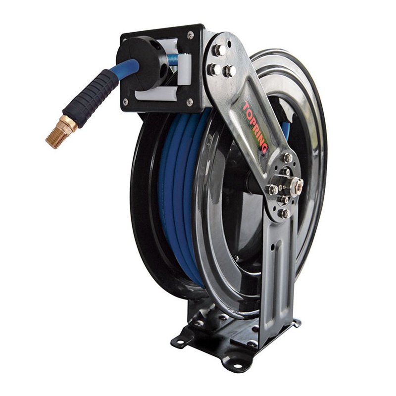 TOPREEL HD hose reel with 1/2 in ID X 33 ft THERMOFLEX polymer hose