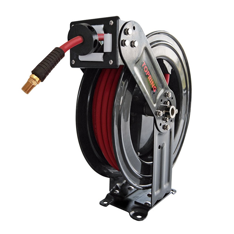 TOPREEL HD hose reel with 3/8 in ID X 33 ft SUPERFLEX rubber hose