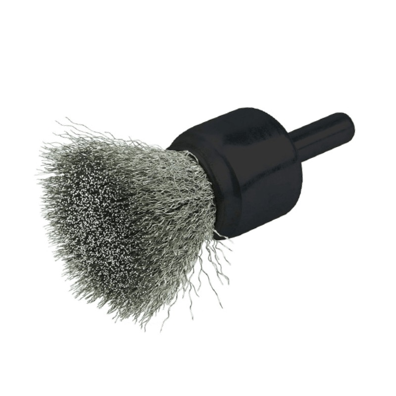 Brosse à fils crêpés montée sur tige 1/2 X 1 po X 1/4