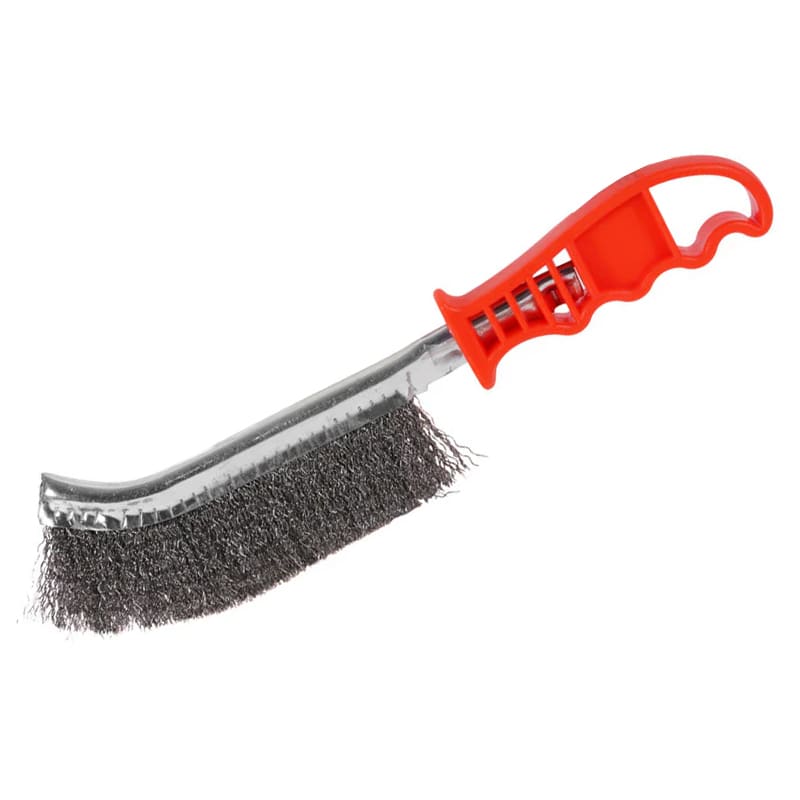 Brosse métallique pour l'acier avec poignée de plastique
