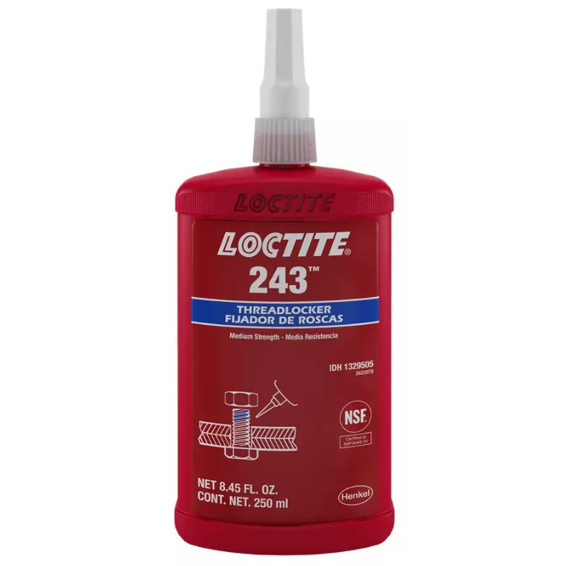 LOCTITE® 243™ blue medium strength primerless threadlocker (250 mL bottle)