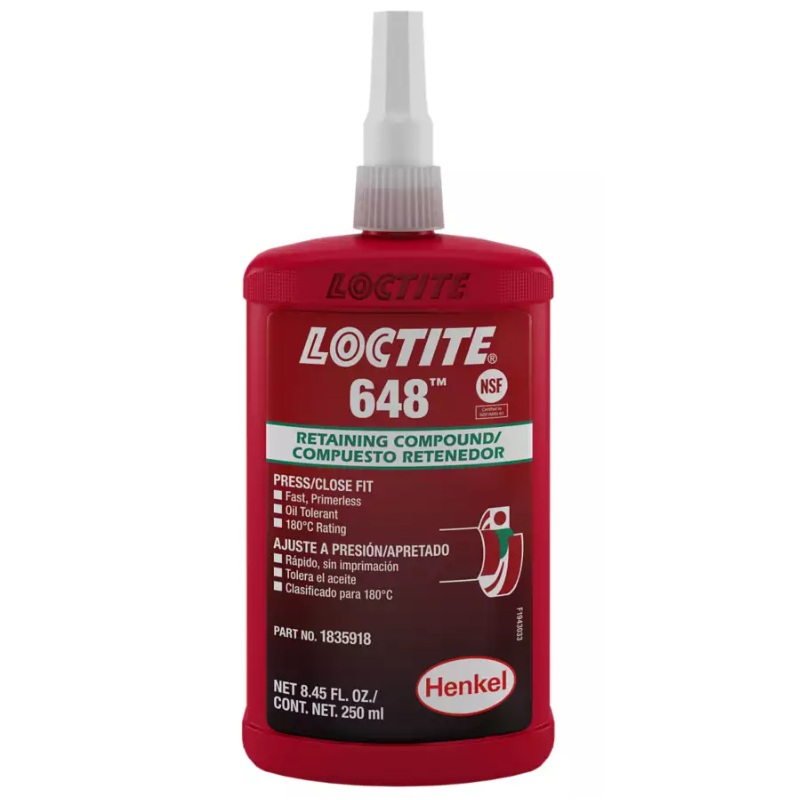 LOCTITE® 648™ high strength low viscosity retaining compound for press fit (250 mL bottle)