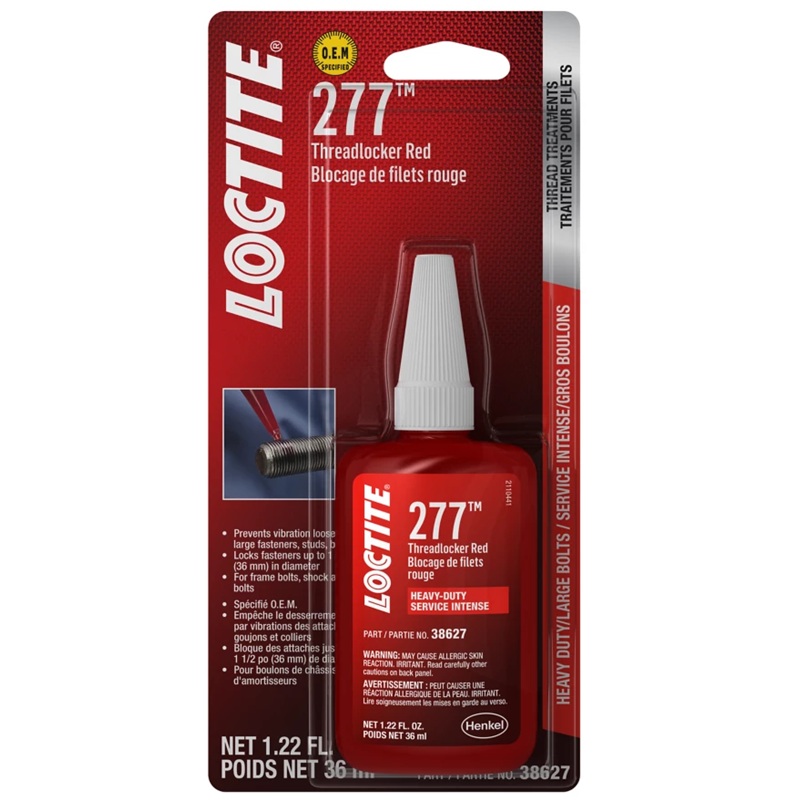 LOCTITE® 277™ red high strength threadlocker for large bolts and studs (36 mL bottle)