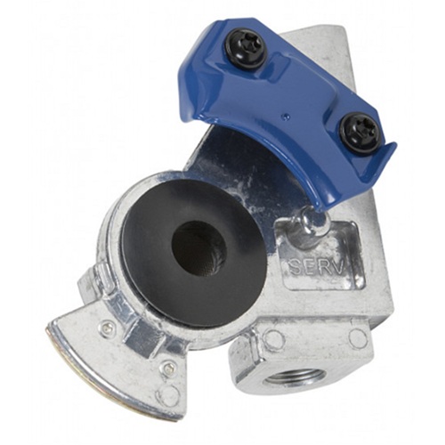 Mounted blue service gladhand 1/2 F-NPTF with standard seal