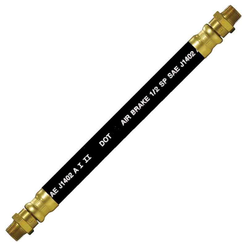 D.O.T. air brake hose assembly 1/2 in X 24 in X 3/8 M-NPT (live swivel)