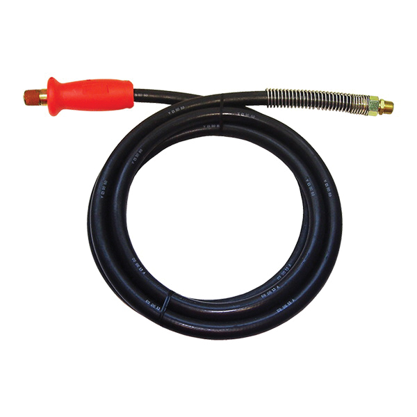 D.O.T. straight rubber air brake line 12 ft X 1/2 M-NPT swivel red