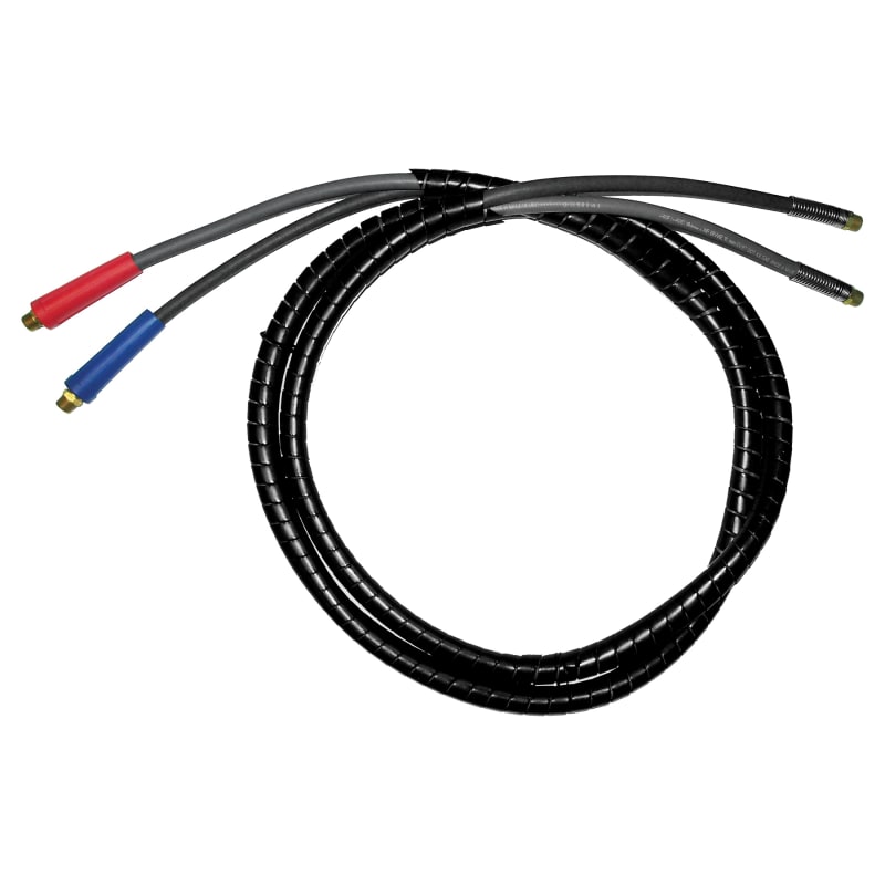 D.O.T. straight rubber air brake line kit 12 ft X 1/2 M-NPT swivel red and blue