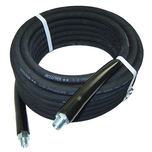 Pressure wash hose assembly 3/8 in X 50 ft X 3/8 M-NPT 4000 PSI black