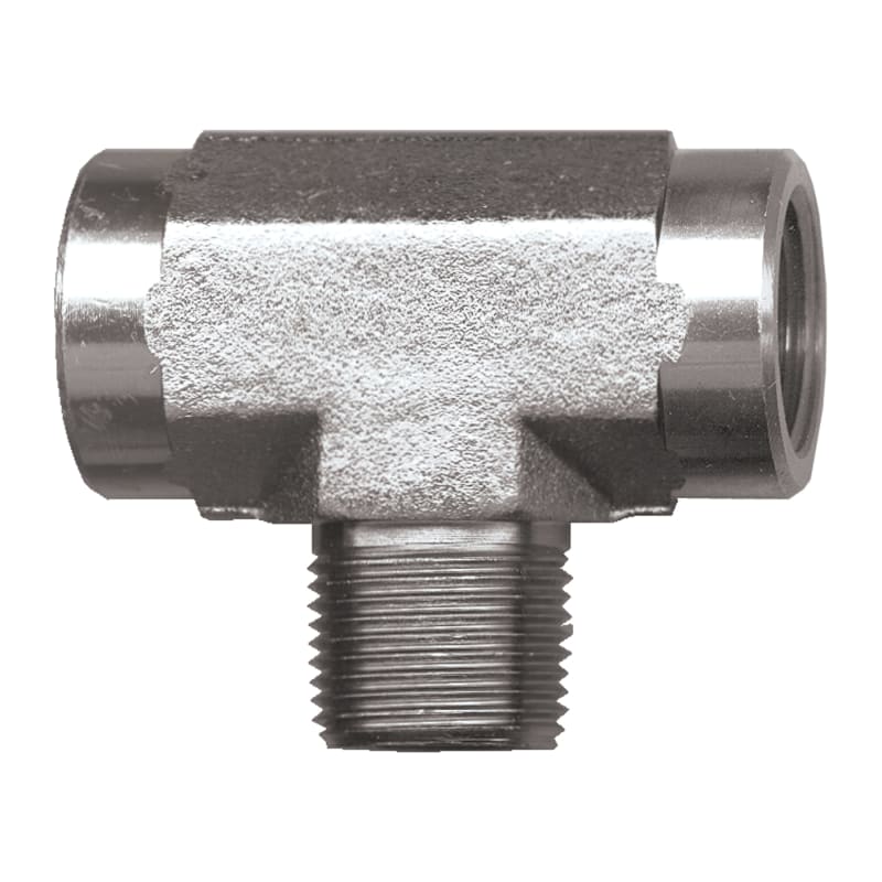 Té de dérivation en acier 1/8 F-NPT X 1/8 F-NPT X 1/8 M-NPT