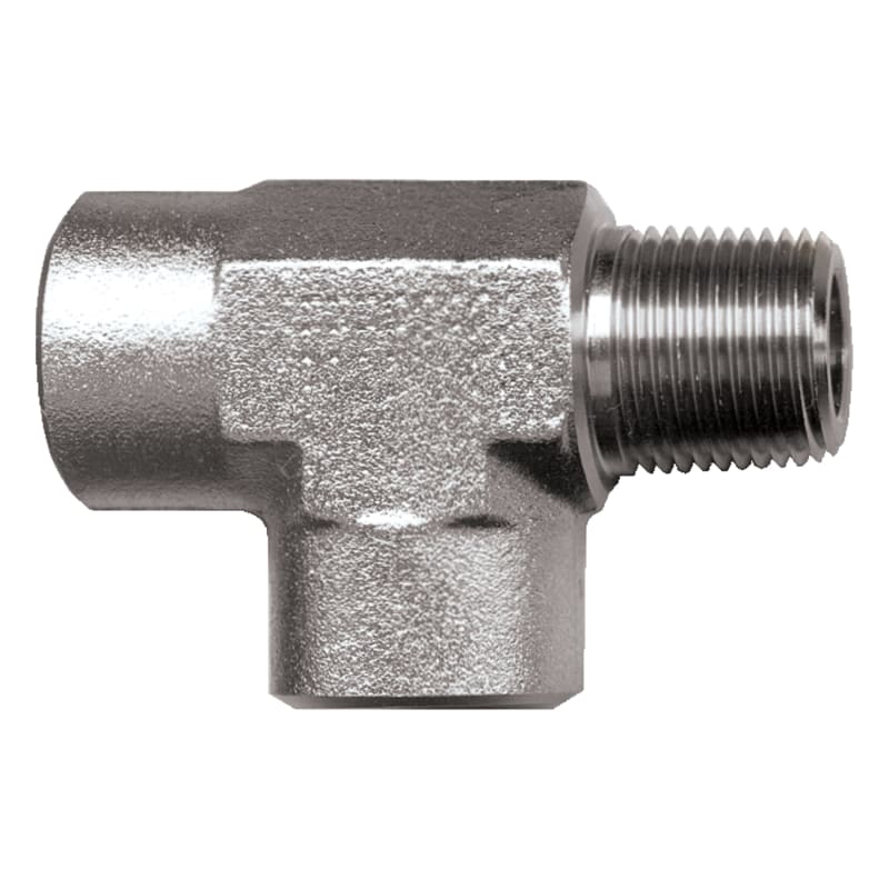Té de passage en acier 1/8 F-NPT X 1/8 M-NPT X 1/8 F-NPT