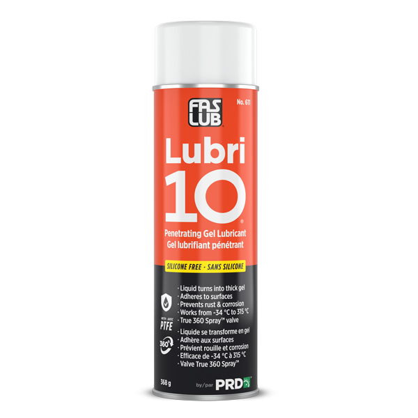 Gel lubrifiant pénétrant FASLUB® Lubri-10® sans silicone (aérosol 368 g)