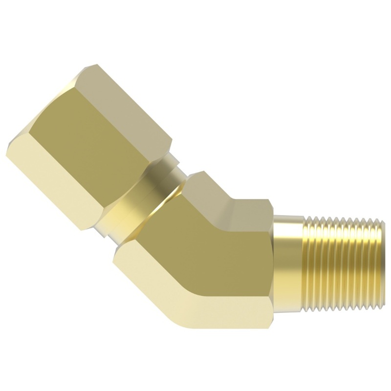 Weatherhead D.O.T. brass compression 45 deg elbow 3/8 tube X 1/4 M-NPT for air brake plastic tube