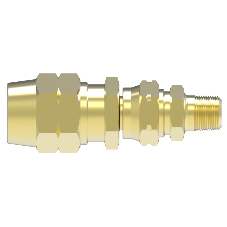 Weatherhead D.O.T. brass compression swivel coupler assembly 3/8 tube with 1/4 M-NPTF adapter for air brake rubber hose