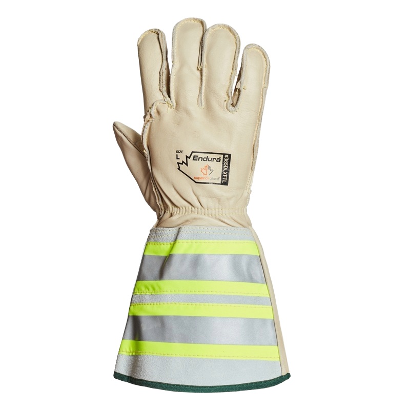 Endura® leather lineman gloves with cold protection down to -10°C and extended cuffs, L