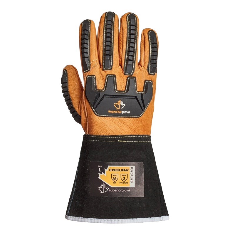 Endura® unpadded palm leather gloves with impact protection, XL
