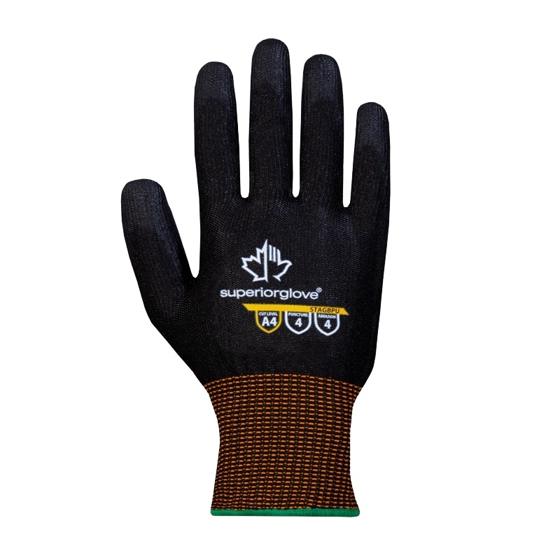 Gants enduits TenActiv™ résistants aux coupures noirs qui masquent la saleté et les taches pour une durée de vie prolongée, XL