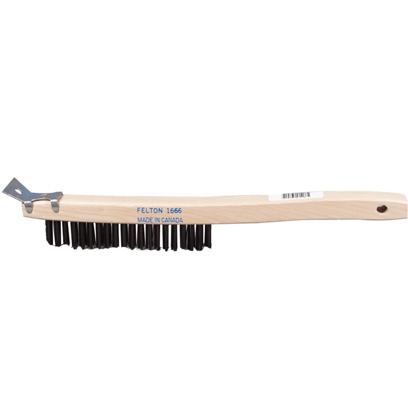 CURVED HANDLE 4 Row SCRATCH BRUSH w Scraper