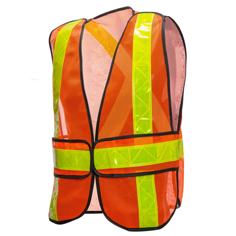 Veste de sécurité haute visibilité orange détachable en 5 points en maille de polyester, régulière