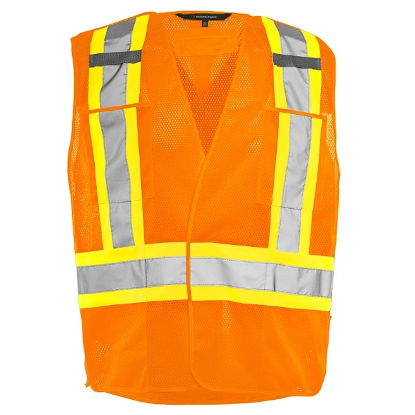 Veste de sécurité haute visibilité orange détachable en 5 points en maille de polyester, S-M