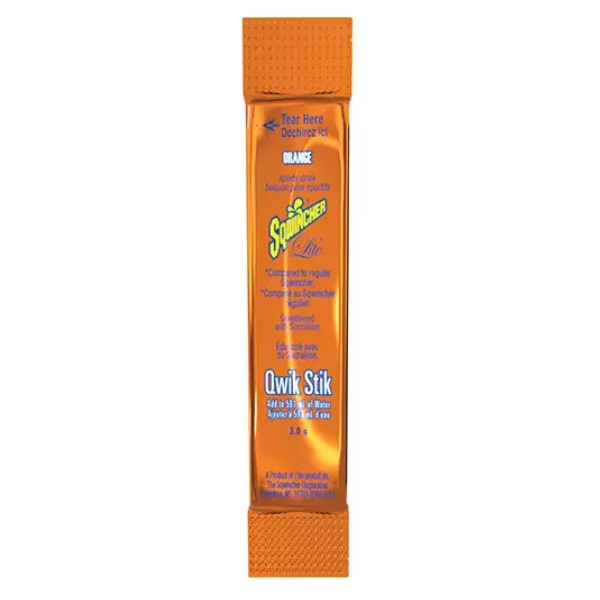 Mélange pour boisson d'hydratation Sqwincher Qwik Stik® portion individuelle saveur orange (50 sachets de 3 g / pqt)