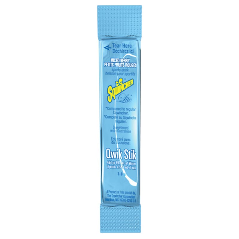 Mélange pour boisson d'hydratation Sqwincher Qwik Stik® portion individuelle saveur mélange de baies (50 sachets de 3 g / pqt)