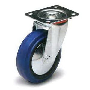 CASTER 3 SWIVEL BLU RUBBER 220LB CAP.