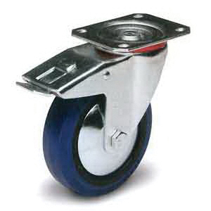 CASTER 3 TLB SWIVEL BLU RUBBER 220LB CAP