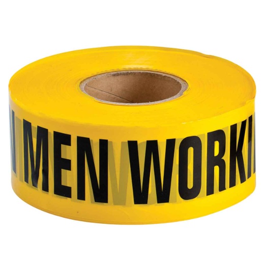 Ruban de barricade CAUTION MEN WORKING jaune 3 po X 1000 pi
