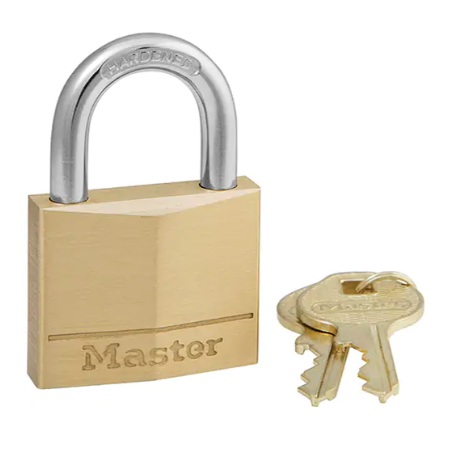 Padlock keyed different 1-9/16 in wide solid brass body X 7/8 in shackle
