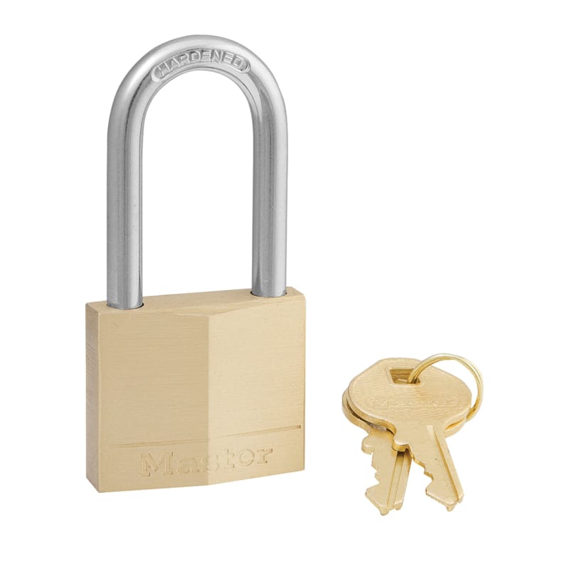 Padlock keyed different 1-9/16 in wide solid brass body X 1-1/2 in shackle