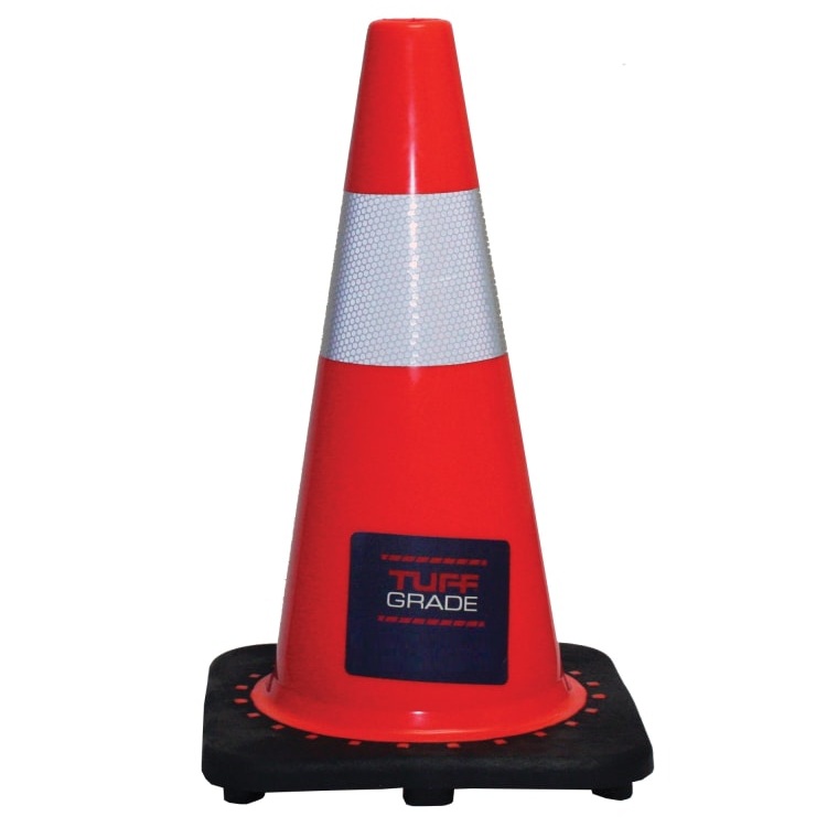Cône orange haute visibilité en PVC 18 po H avec bande réfléchissante de 6 po