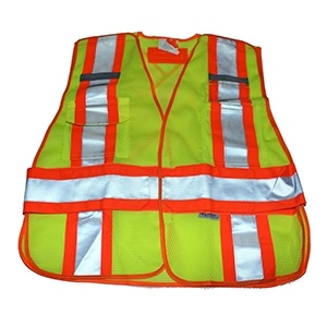 Veste de sécurité haute visibilité verte / jaune détachable en 5 points en maille de polyester, taille unique