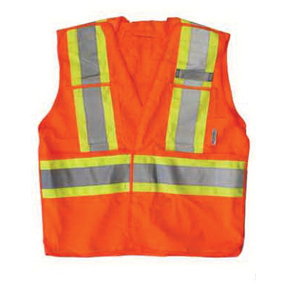 Veste de sécurité haute visibilité orange détachable en 5 points en polyester solide, S-M