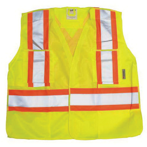 Veste de sécurité haute visibilité verte / jaune détachable en 5 points en polyester solide, S-M