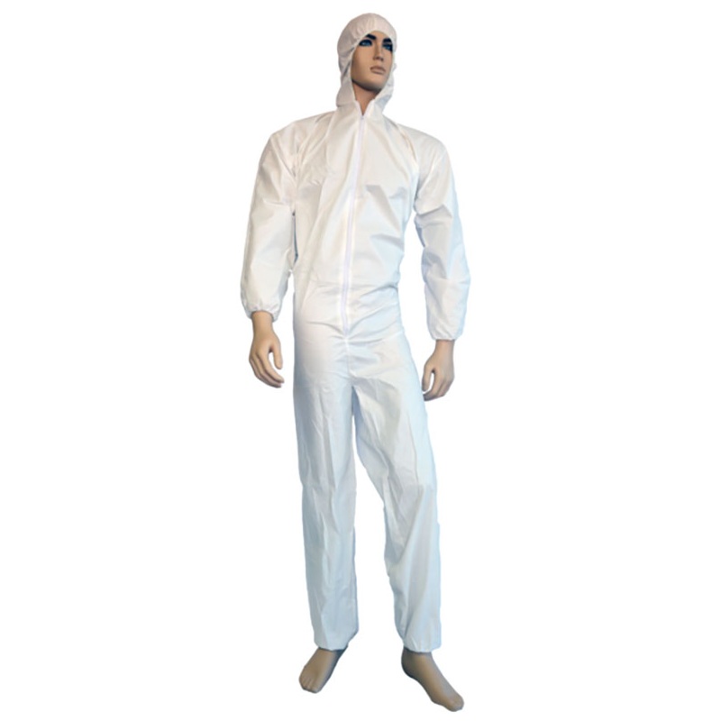 Tuff Grade white disposable coverall with hood, L
