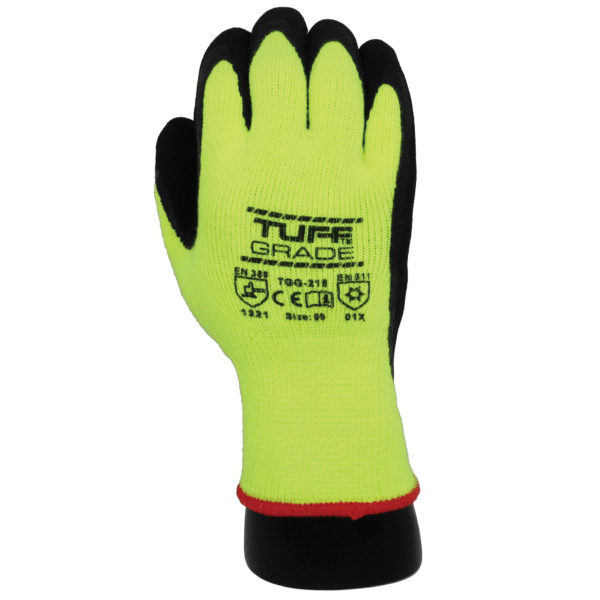 Tuff Grade™ hi-viz coated gloves with foam latex palm coating and cold protection, S